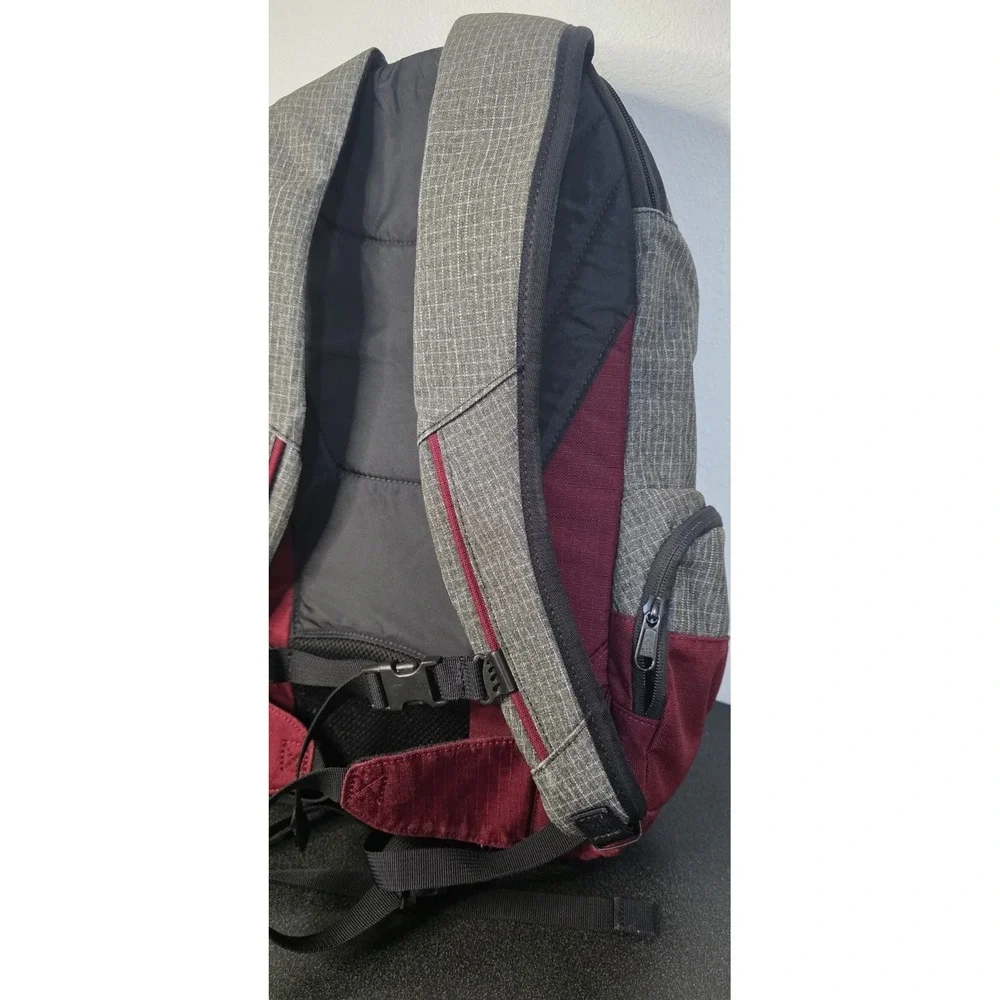 DAKINE PRO MISSION 25L BACKPACK Gray Red Buckles Strap Outdoor Snow Travel Sport